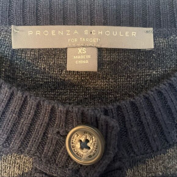 PROENZA SCHOULER for Target Gray Navy Blue Cardigan cotton cashmere Sweater top - Picture 3 of 10